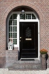Front door of a brick house