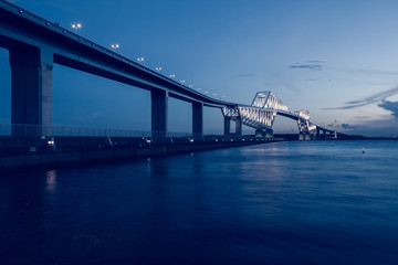 New tokyo landmark , Tokyo Gate Bridge at sunset time