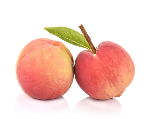 Fototapeta na wymiar Fresh peach on white background