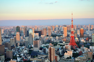 Fototapeta na wymiar 日本　東京の都心のスカイラインと東京タワー