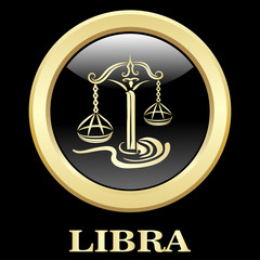 Libra zodiac sign in circle frame