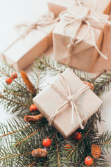 Fototapeta na wymiar Small christmas gifts, holiday present