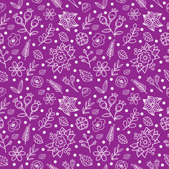Cartoon  vector floral seamless pattern.