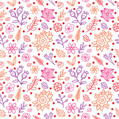 Cartoon  vector floral seamless pattern.