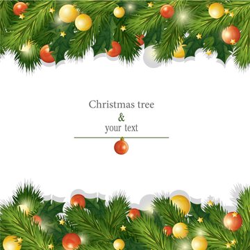 Christmas and new year gift card with fir