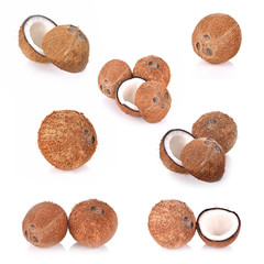 Coconut shell on white background