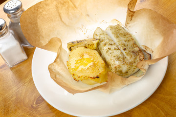 Baked fish with potato