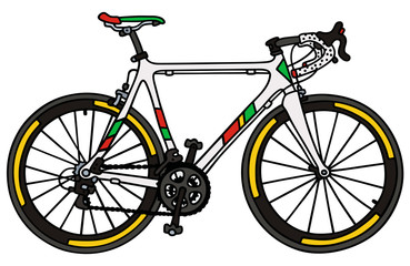 Fototapeta na wymiar White racing bike / Hand drawing, vector illustration