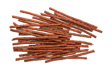 Group of rolled rawhide chews for dogs