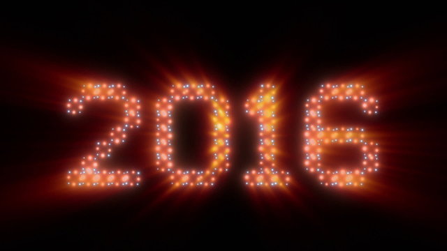 New Year, 2016 text, animated lights, shine