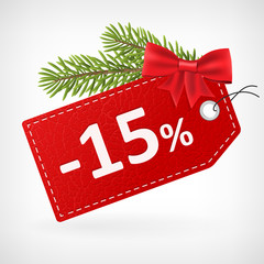 Red leather price christmas labels 15 percent sale off