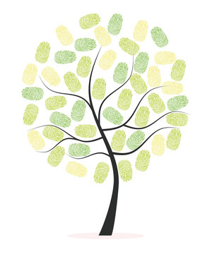 Made of finger green print tree vector background