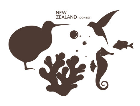 New Zealand. Icon set