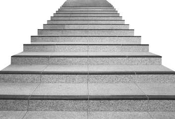 Papier Peint photo Escaliers Long escalier béton isolé sur fond blanc