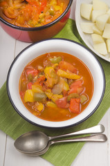 vegetarian hungarian letcho with potatoes