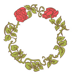 Elegant vintage frame with roses and leaves elements. Vector decorative border