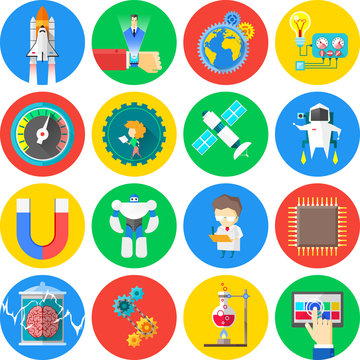 16 Technology and Science flat icons