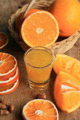 fresh orange with juices