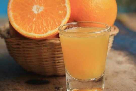 fresh orange with juices