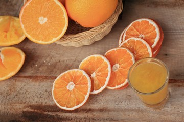 fresh orange with juices
