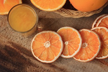fresh orange with juices