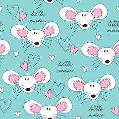 seamless little mouse pattern vector illustration