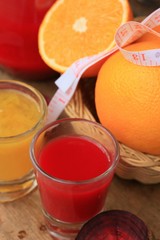 fresh orange with beetroot juices