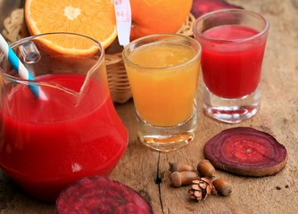 fresh orange with beetroot juices