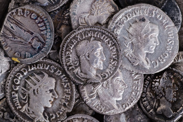 Naklejka premium Ancient coin of the Roman Empire.