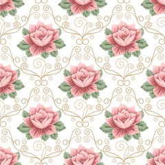 Seamless pattern with roses