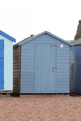 Naklejka premium A blue wooden beach in Teignmouth, Devon, Engla