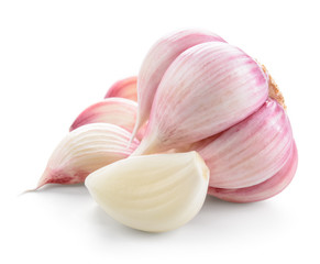 Obraz na płótnie Canvas Garlic. Bulbs and cloves isolated on white background.