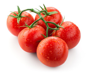 Tomato with drops isolated on white