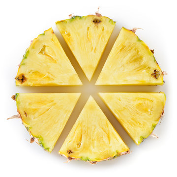 Fresh Cut Pineapple Isolated On White Background.