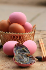pink pickled preserved egg
