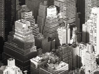 Crédence de cuisine en verre imprimé New York Black and white view of the urban landscape of New York City