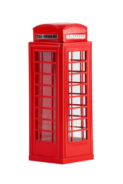 British telephone box, isolated on a white background