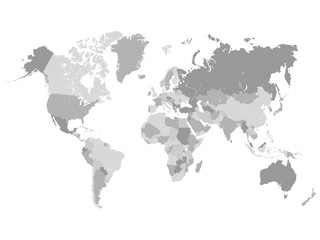Fototapeta na wymiar Grayscale World Map Illustration