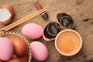pink pickled preserved egg