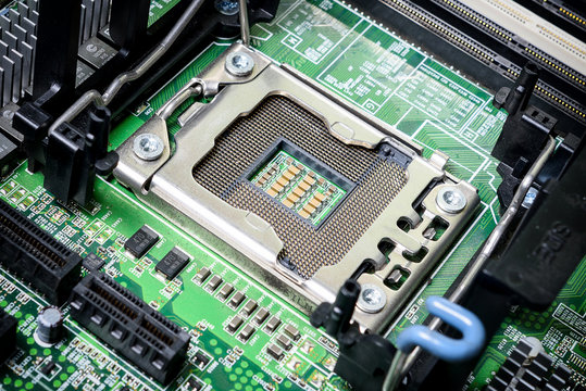 CPU socket on a computer motherboard