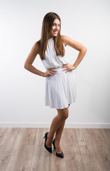 Fototapeta premium Pretty girl in white dress