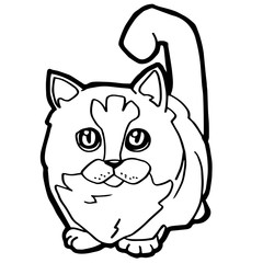 cartoon Cat Coloring Page for kid isolated on white 
