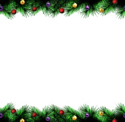 festive Christmas tree. vector.  seamless border.