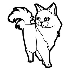cartoon Cat Coloring Page for kid isolated on white 
