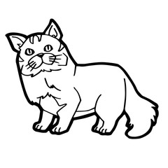 cartoon Cat Coloring Page for kid isolated on white 
