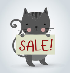 Cat pet animal holding strike clean plate board vector cartoon