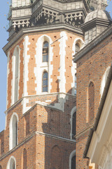 Poland, Krakow, st Mary Curch Towers, Midday, Trumpeter Playing