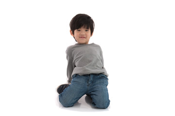 Asian boy smiling isolated