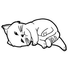 cartoon Cat Coloring Page for kid isolated on white 

