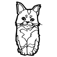 cartoon Cat Coloring Page for kid isolated on white 
